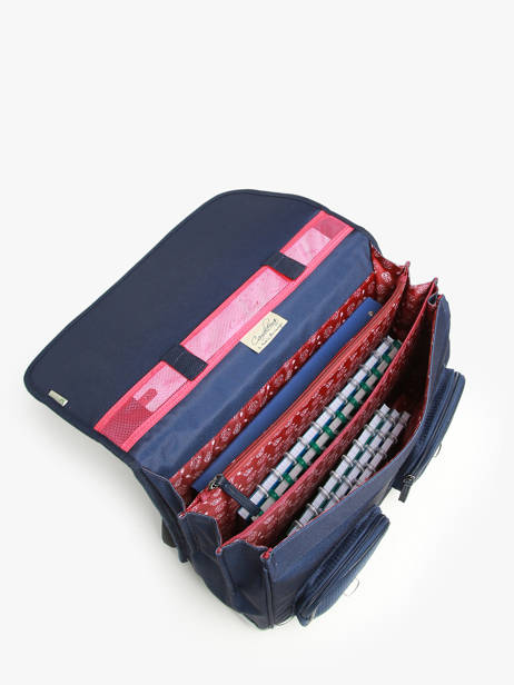 Boekentas 3 Compartimenten Cameleon Blauw vintage family boulanger CA41 ander zicht 3