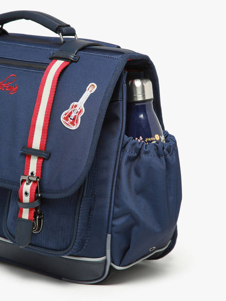 Boekentas 3 Compartimenten Cameleon Blauw vintage family boulanger CA41 ander zicht 5