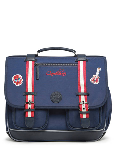 Boekentas 3 Compartimenten Cameleon Blauw vintage family boulanger CA41 ander zicht 6