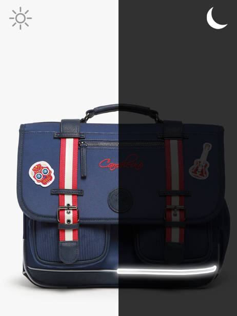 Boekentas 3 Compartimenten Cameleon Blauw vintage family boulanger CA41 ander zicht 7