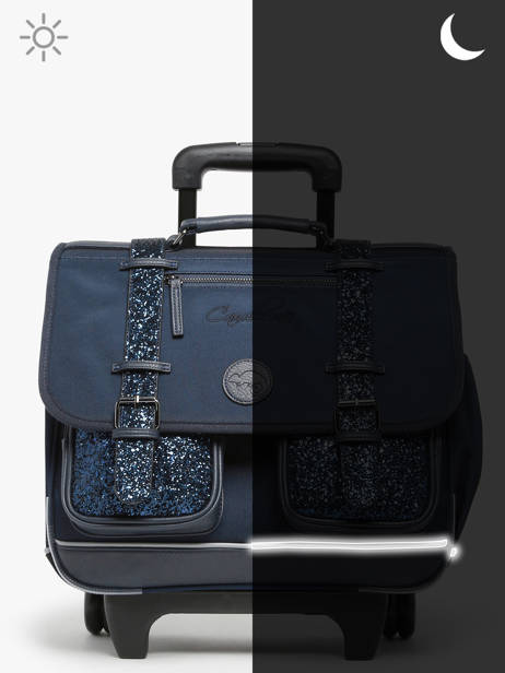 Boekentas Op Wieltjes Kinderen 2 Compartimenten Cameleon Blauw vintage fantasy CR38 ander zicht 8