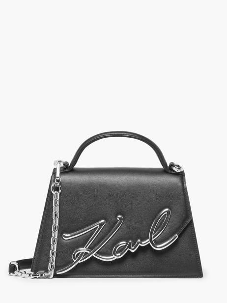 Cross Body Tas K Signature Leder Karl lagerfeld Zwart k signature 240W3003