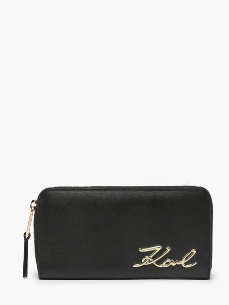 Portefeuille K/signature Leder Karl lagerfeld Zwart k signature 240W3215