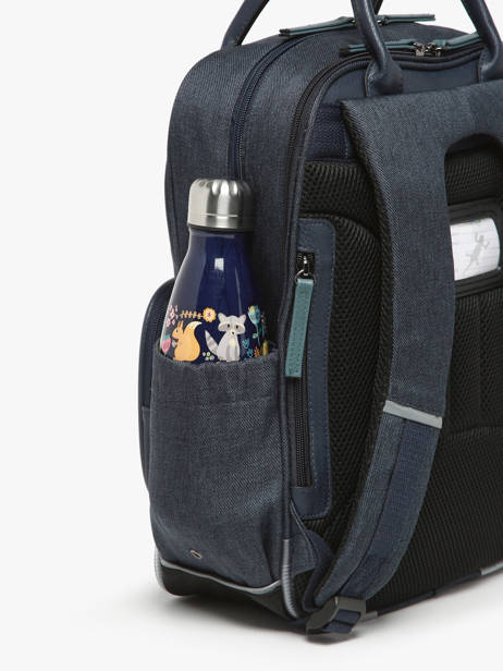 Rugzak 2 Compartimenten Cameleon Blauw vintage urban SD37 ander zicht 5