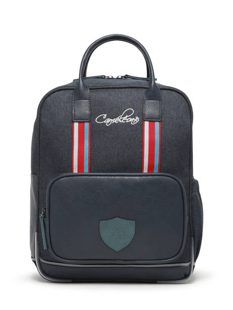 Rugzak 2 Compartimenten Cameleon Blauw vintage urban SD37 ander zicht 6