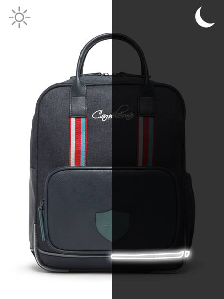 Rugzak 2 Compartimenten Cameleon Blauw vintage urban SD37 ander zicht 7