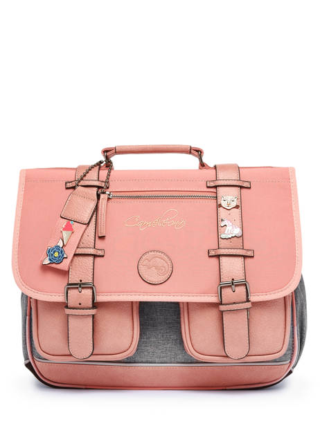 Boekentas 2 Compartimenten Cameleon Roze vintage pin's CA38 ander zicht 7