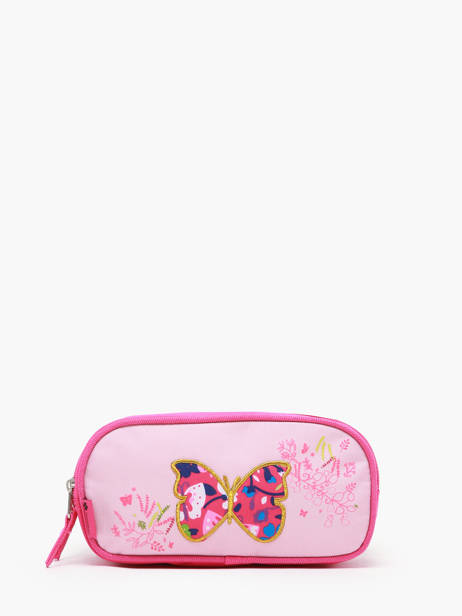 Pennenzak 2 Compartimenten Snowball Roze butterfly 46411