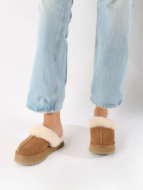 Pantoffels Disquette Met Platformzool Uit Leder Ugg Beige women 1122550 ander zicht 1