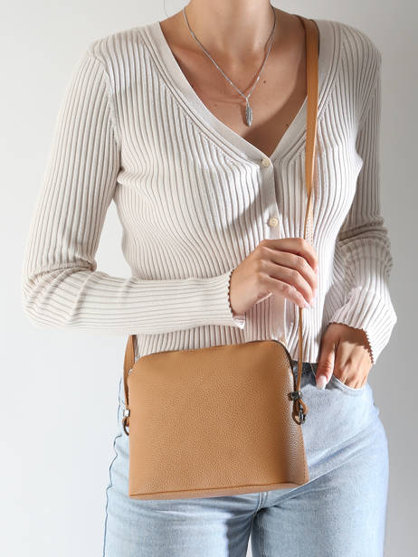 Cross Body Tas Caviar Leder Milano Bruin caviar CA240614 ander zicht 1