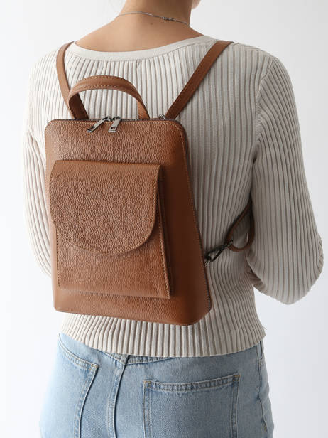 Rugzak /schoudertas Milano Bruin caviar CA240615 ander zicht 1