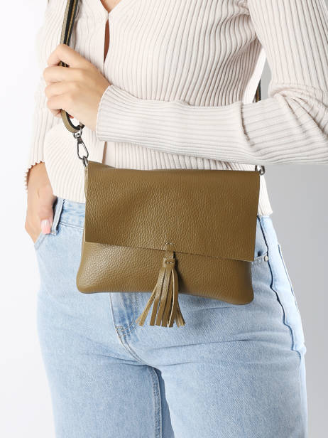 Cross Body Tas Caviar Leder Milano Groen caviar CA22112 ander zicht 1