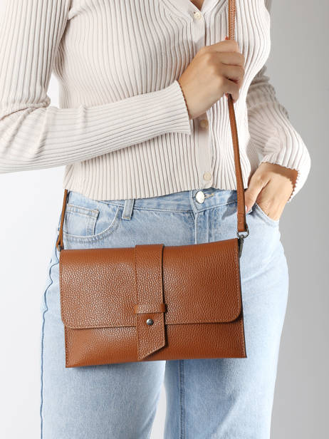 Cross Body Tas Caviar Leder Milano Bruin caviar CA240610 ander zicht 1