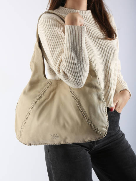 Schoudertas Milan Leder Basilic pepper Beige milan BMIL01 ander zicht 1