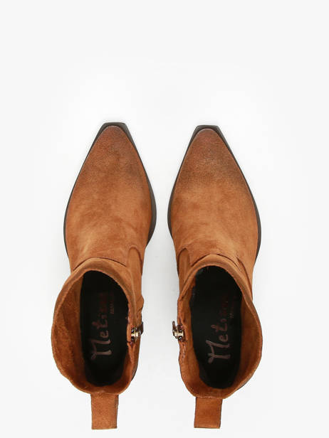 Enkellaarsjes Met Hak Tronchetti Texani Uit Leder Metisse Bruin women XD798 ander zicht 4