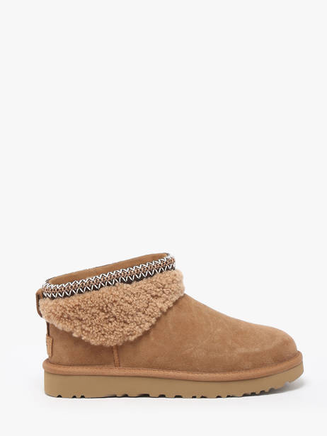 Boots Classic Ultra Mini Maxi Curly Uit Leder Ugg Beige women 1158263