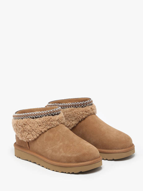 Boots Classic Ultra Mini Maxi Curly Uit Leder Ugg Beige women 1158263 ander zicht 2