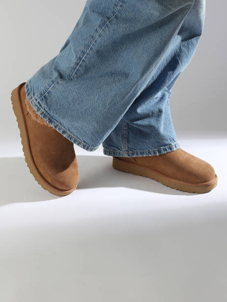 Boots Classic Ultra Mini Maxi Curly Uit Leder Ugg Beige women 1158263 ander zicht 1