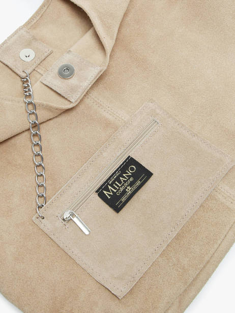 Schoudertas Velvet Leder Milano Beige velvet VE24062B ander zicht 1