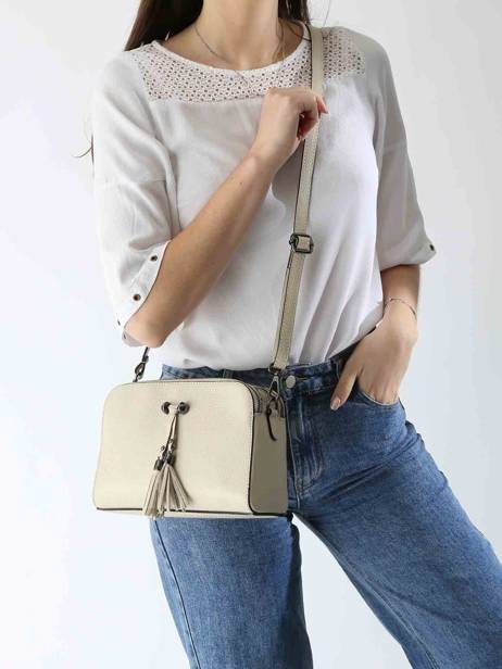 Cross Body Tas Caviar Leder Milano Beige caviar CA21101 ander zicht 1