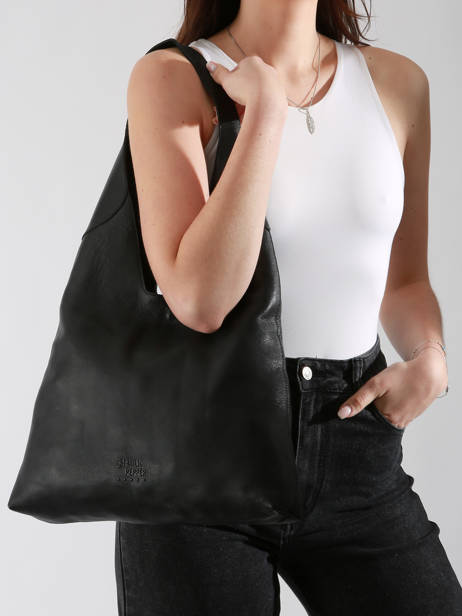 Schoudertas Cow Leder Basilic pepper Zwart cow BCOW2M ander zicht 1