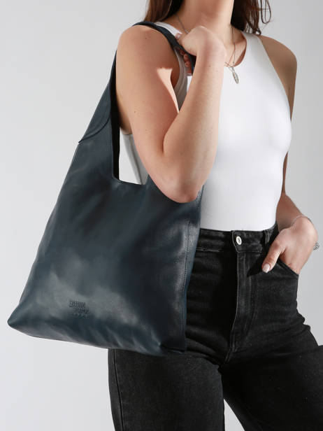 Schoudertas Cow Leder Basilic pepper Blauw cow BCOW2M ander zicht 1