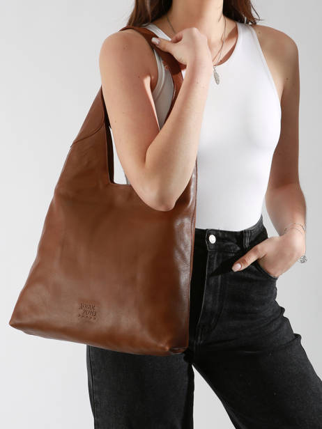 Schoudertas Cow Leder Basilic pepper Bruin cow BCOW2M ander zicht 1