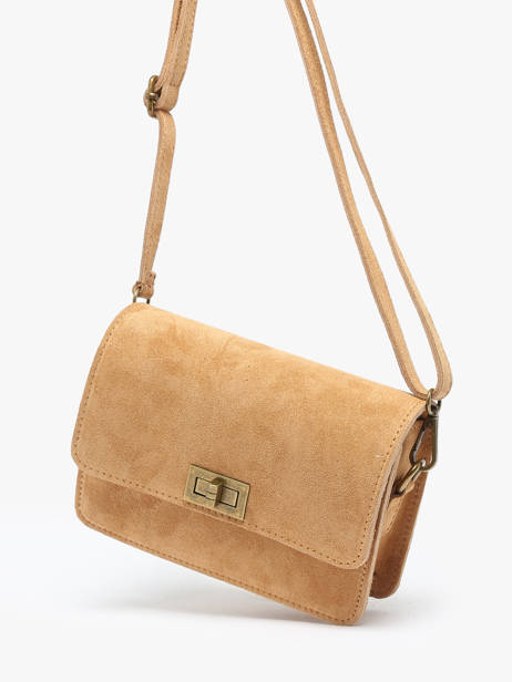 Cross Body Tas Velvet Leder Milano Bruin velvet VE24115 ander zicht 2