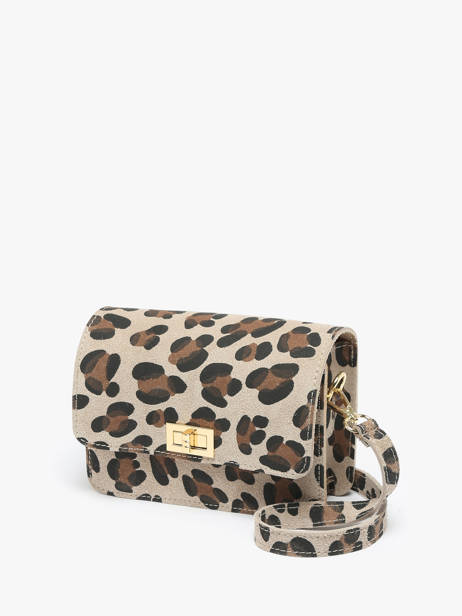 Cross Body Tas Velvet Leopardo Leder Milano Beige velvet leopardo VL24115 ander zicht 2