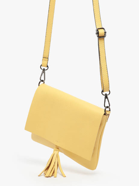 Cross Body Tas Caviar Leder Milano Geel caviar CA22112 ander zicht 3