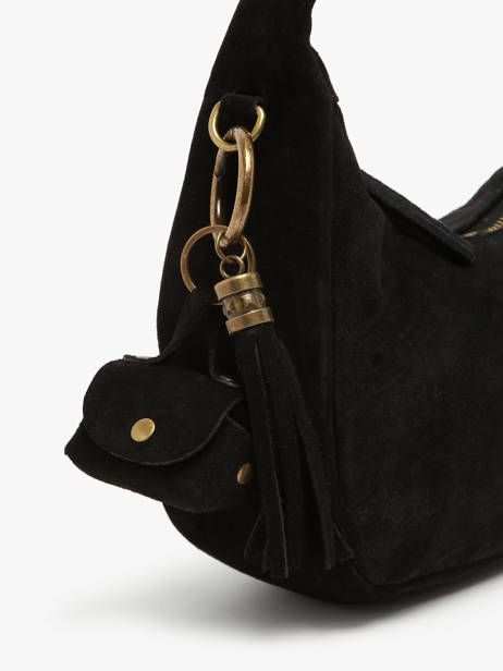 Sleutelhanger Leder Milano Zwart velvet VE24112 ander zicht 1