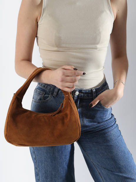 Handtassen Velvet Leder Milano Bruin velvet VE24114 ander zicht 1