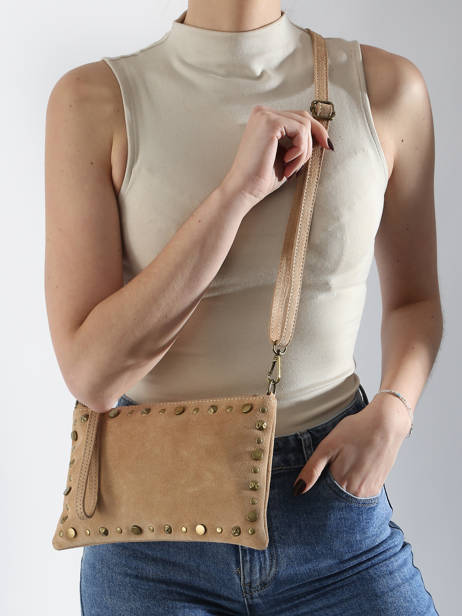 Cross Body Tas Velvet Leder Milano Beige velvet VE241111 ander zicht 1