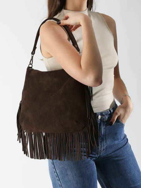 Cross Body Tas Velvet Leder Milano Bruin velvet VE241117 ander zicht 1