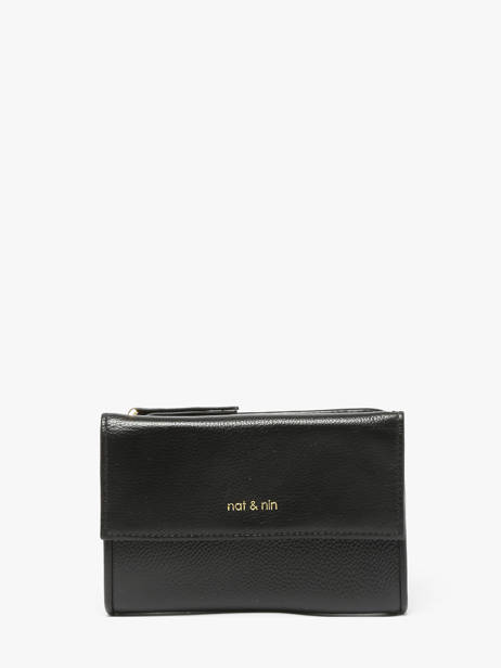 Portefeuille Leder Nat et nin Zwart vintage LOTTI