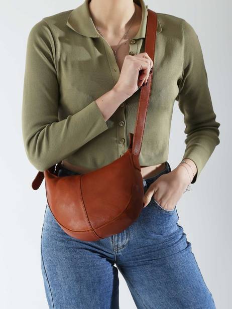 Cross Body Tas Stina Leder Pieces Bruin stina 17156634 ander zicht 1