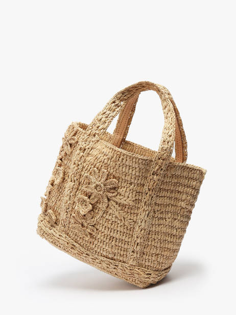 Xs Handtas Raffia Fleuri Vanessa bruno Beige cabas raphia 25V40410 ander zicht 2