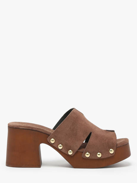 Slippers Met Hak Carbuccia Uit Leder Coco abricot Bruin women V3110B