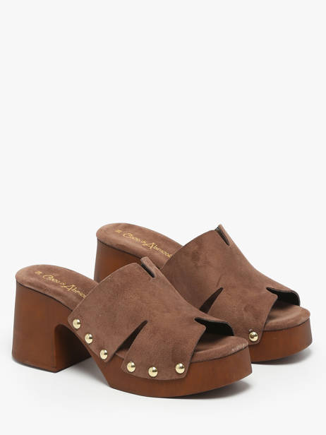 Slippers Met Hak Carbuccia Uit Leder Coco abricot Bruin women V3110B ander zicht 1