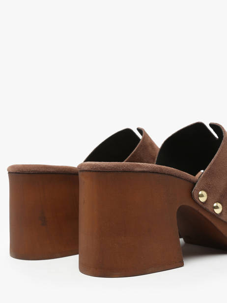 Slippers Met Hak Carbuccia Uit Leder Coco abricot Bruin women V3110B ander zicht 2
