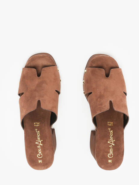 Slippers Met Hak Carbuccia Uit Leder Coco abricot Bruin women V3110B ander zicht 3