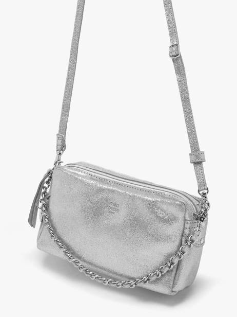 Cross Body Tas Vintage Leder Mila louise Zilver vintage 23673XSX ander zicht 2