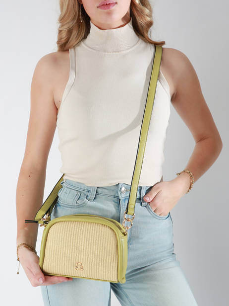 Cross Body Tas Raphia Papier Lulu castagnette Groen raphia YAUCOURT ander zicht 1