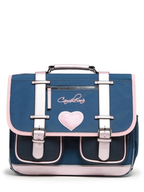 Boekentas 2 Compartimenten Cameleon Blauw vintage fantasy PBVGCA38 ander zicht 6