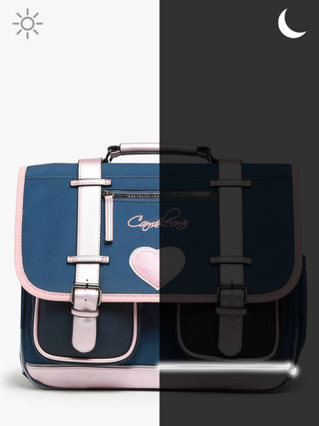 Boekentas 2 Compartimenten Cameleon Blauw vintage fantasy PBVGCA38 ander zicht 7