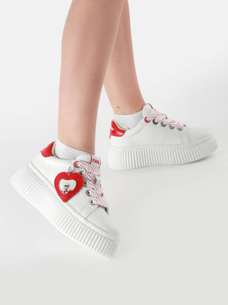 Sneakers Kreeper Low Valentine Uit Leder Karl lagerfeld Wit women KL42314V ander zicht 1