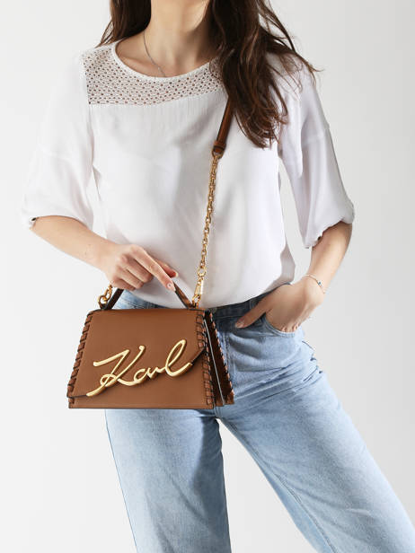 Cross Body Tas K Signature Leder Karl lagerfeld Bruin k signature A2W30005 ander zicht 1