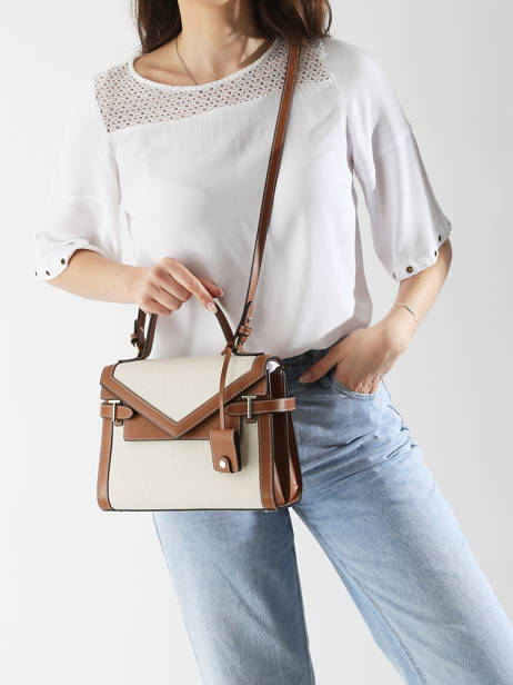 Cross Body Tas Emily Met Leren Afwerkingen Le tanneur Beige emily TEMI1015 ander zicht 1