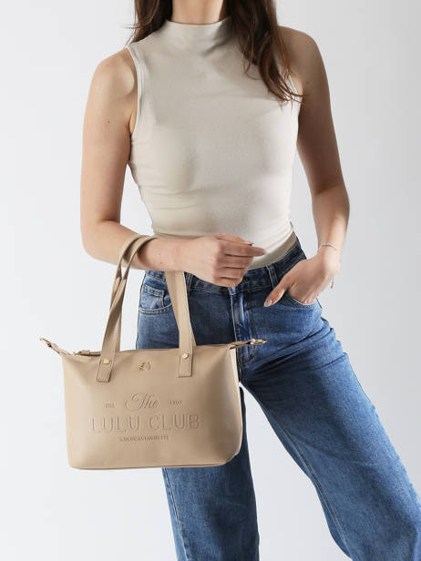 Schoudertas Logo Lulu castagnette Beige logo YVRAC ander zicht 1