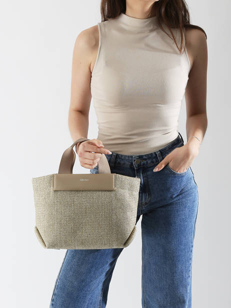 Cross Body Tas Ck Raffia Raphia Calvin klein jeans Beige ck raffia K613026 ander zicht 1